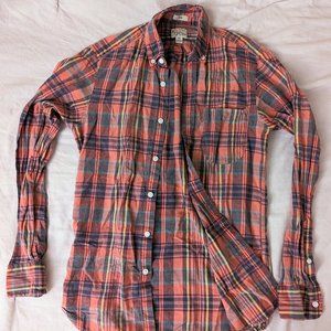 J. Crew Mens XS Slim Red Madras Button Up Shirt